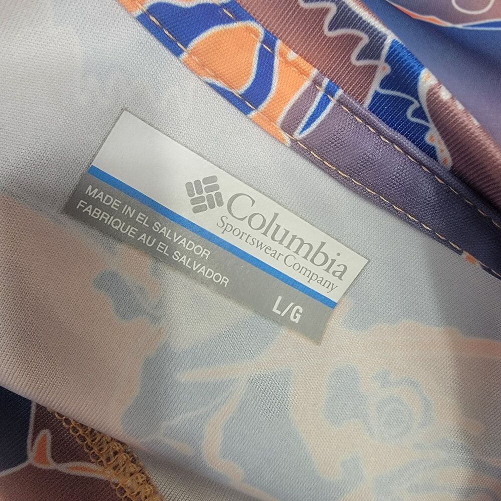 Columbia Pfg Shirt Men’s Size L Rash Guard Orange Blue Fish Print Long Sleeve N View 5